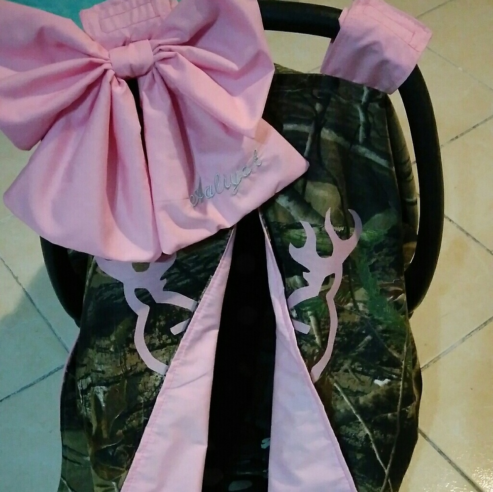 Camo and pink Infant car seat canopy